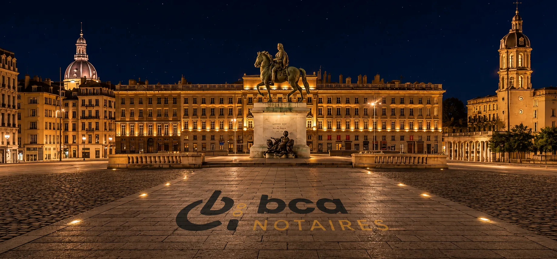 Place Bellecour de nuit — BCA Notaires